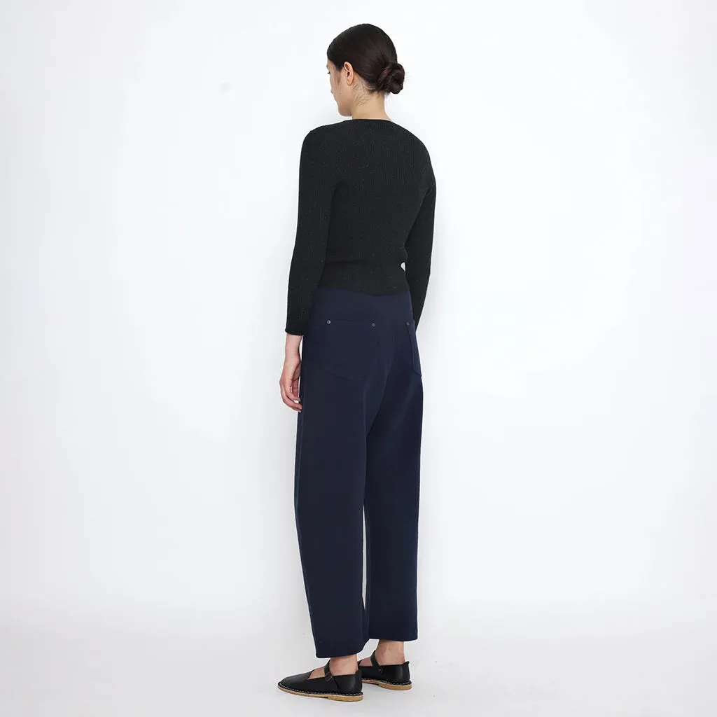 7115 By Szeki Unisex Relaxed Curve Legged Pants Navy Blue