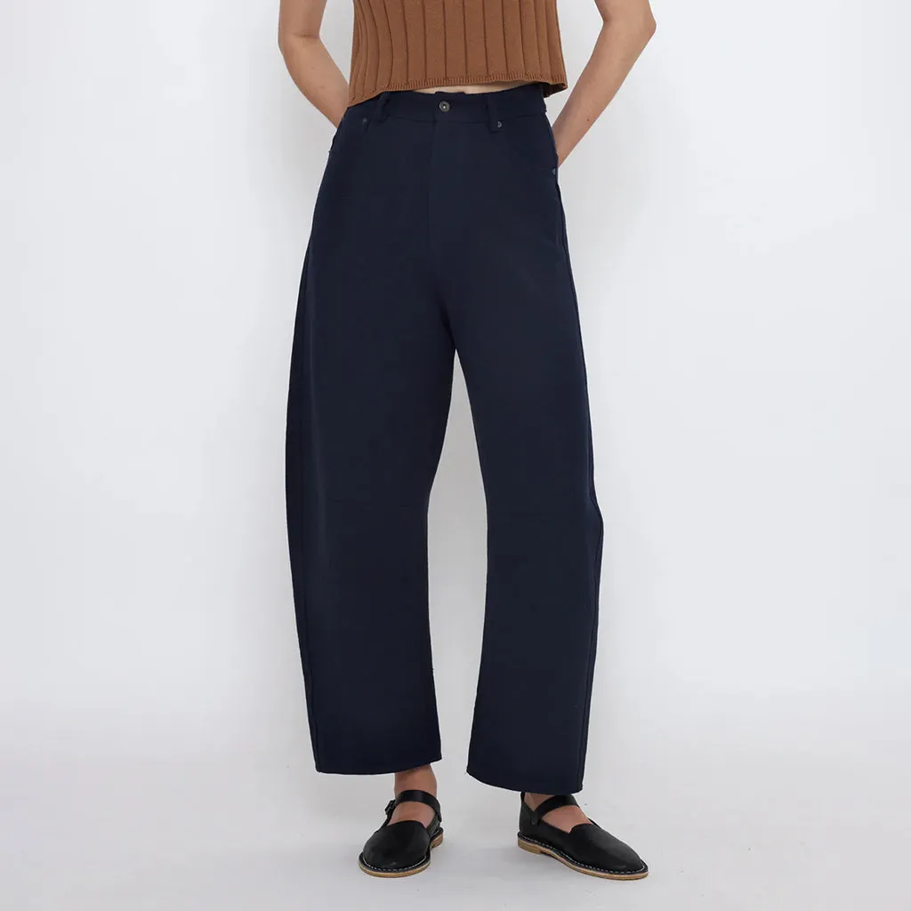 7115 By Szeki Unisex Relaxed Curve Legged Pants Navy Blue