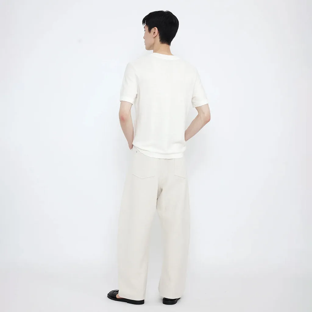 7115 By Szeki Unisex Relaxed Curve Legged Pants Off-White
