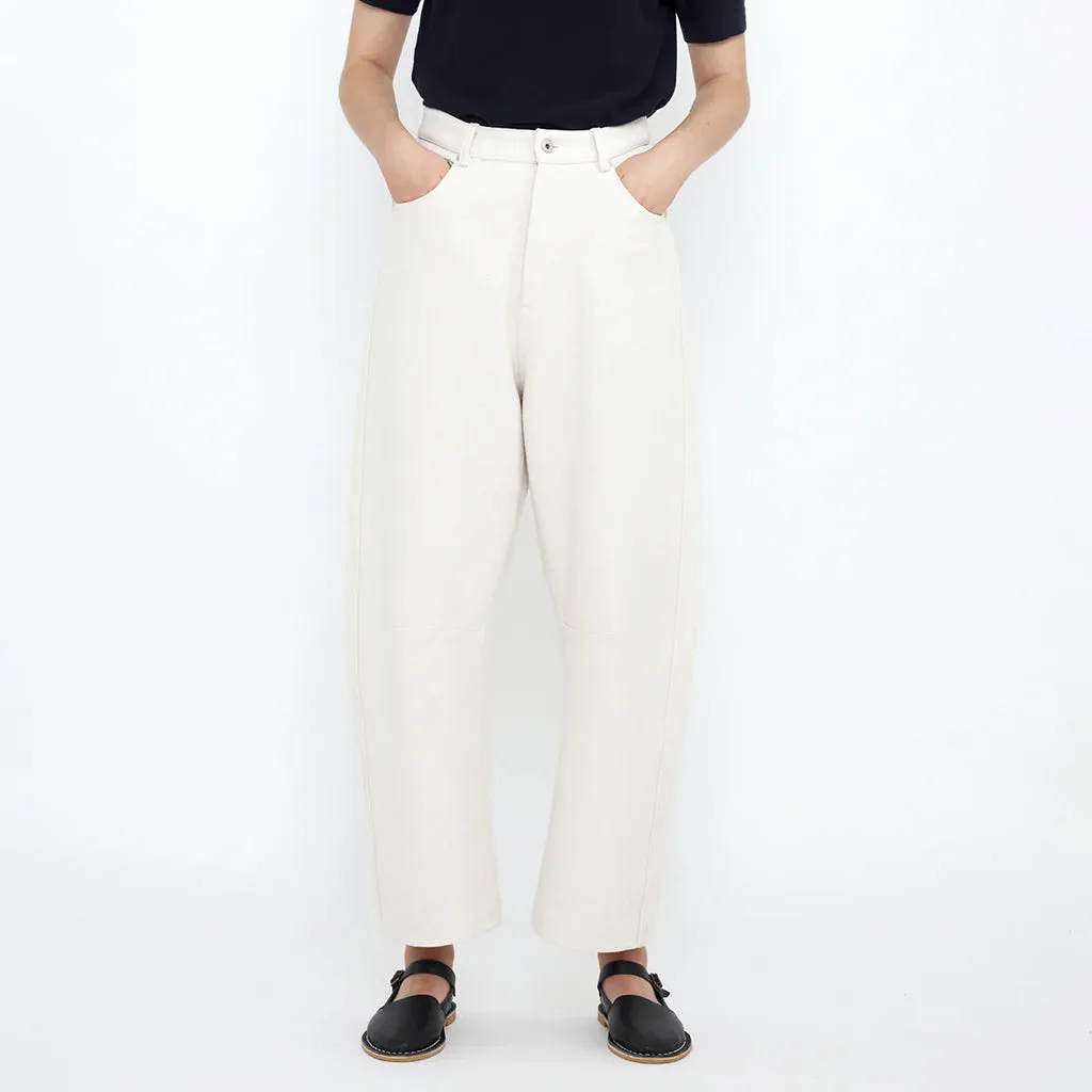7115 By Szeki Unisex Relaxed Curve Legged Pants Off-White