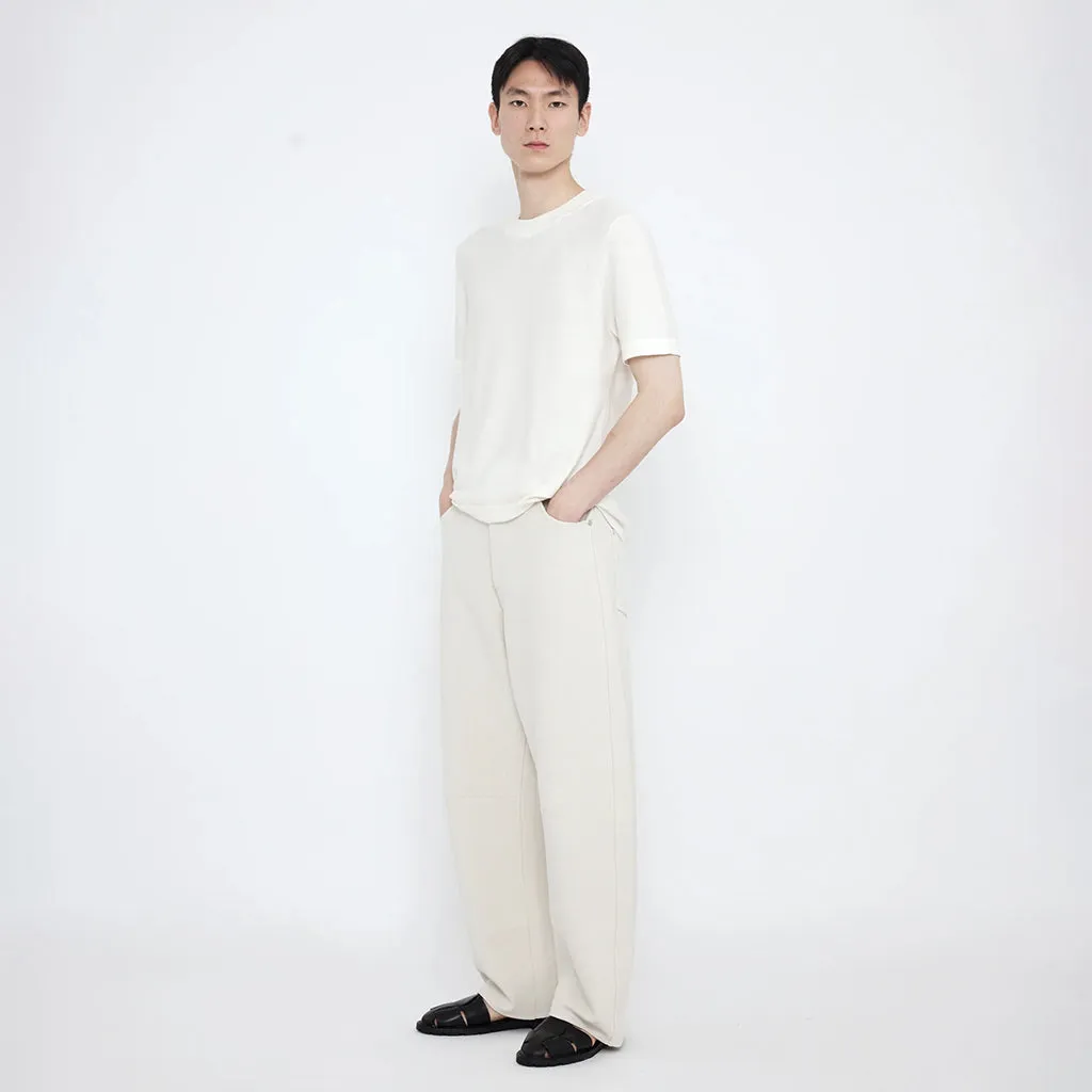 7115 By Szeki Unisex Relaxed Curve Legged Pants Off-White