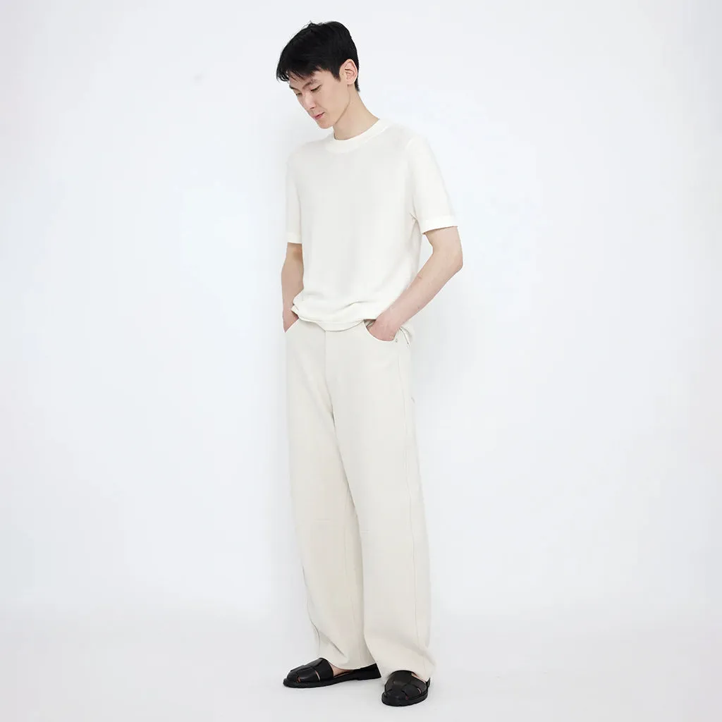 7115 By Szeki Unisex Relaxed Curve Legged Pants Off-White