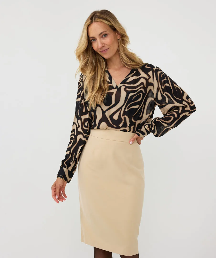 Abstract Print Chiffon Top