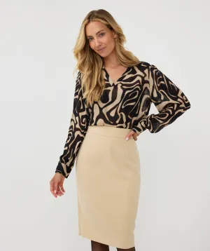 Abstract Print Chiffon Top