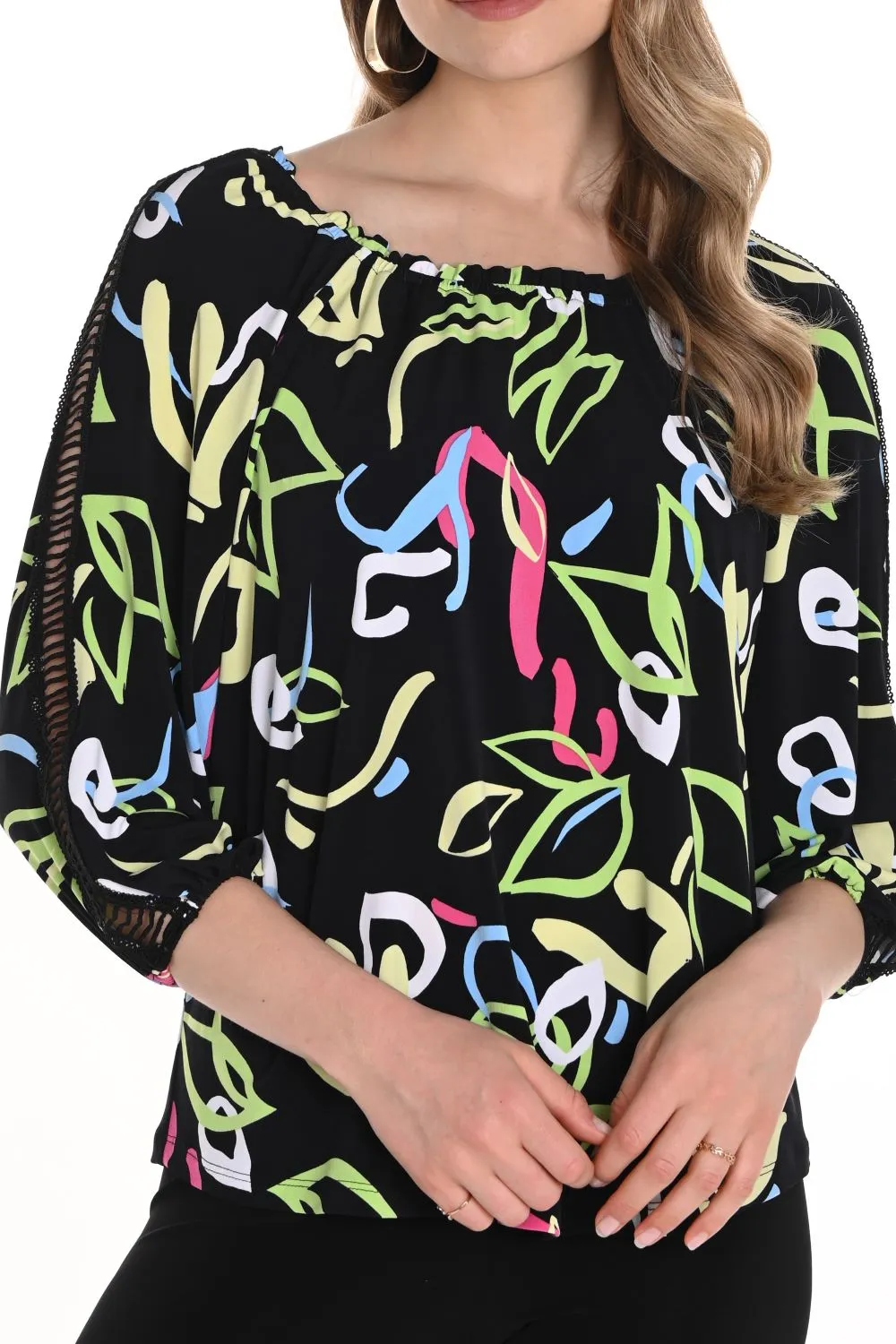 Abstract Print Peasant Top