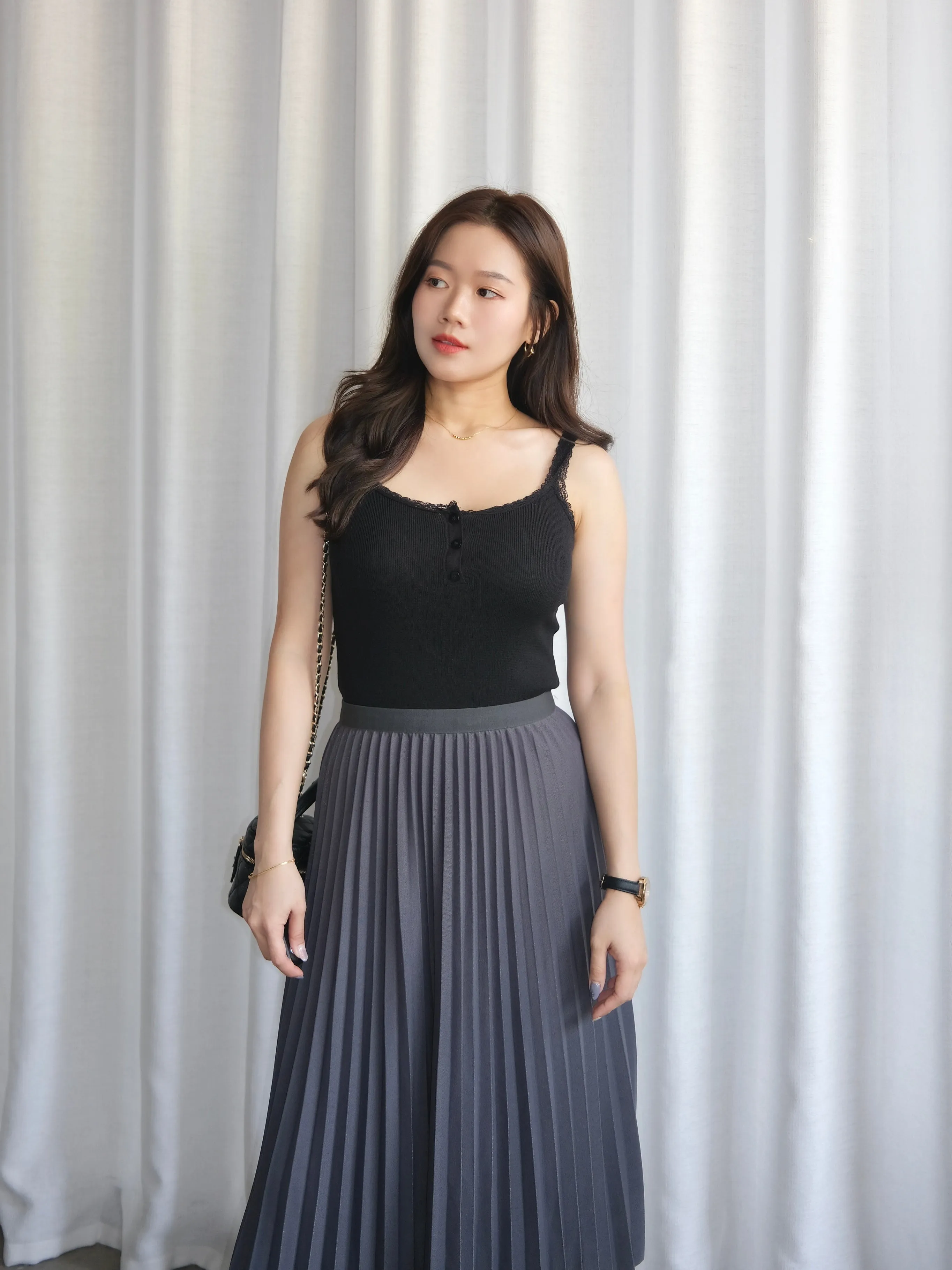 ACEWIN Waist Elastic Pleated Midi Skirt (Free Size) 601285
