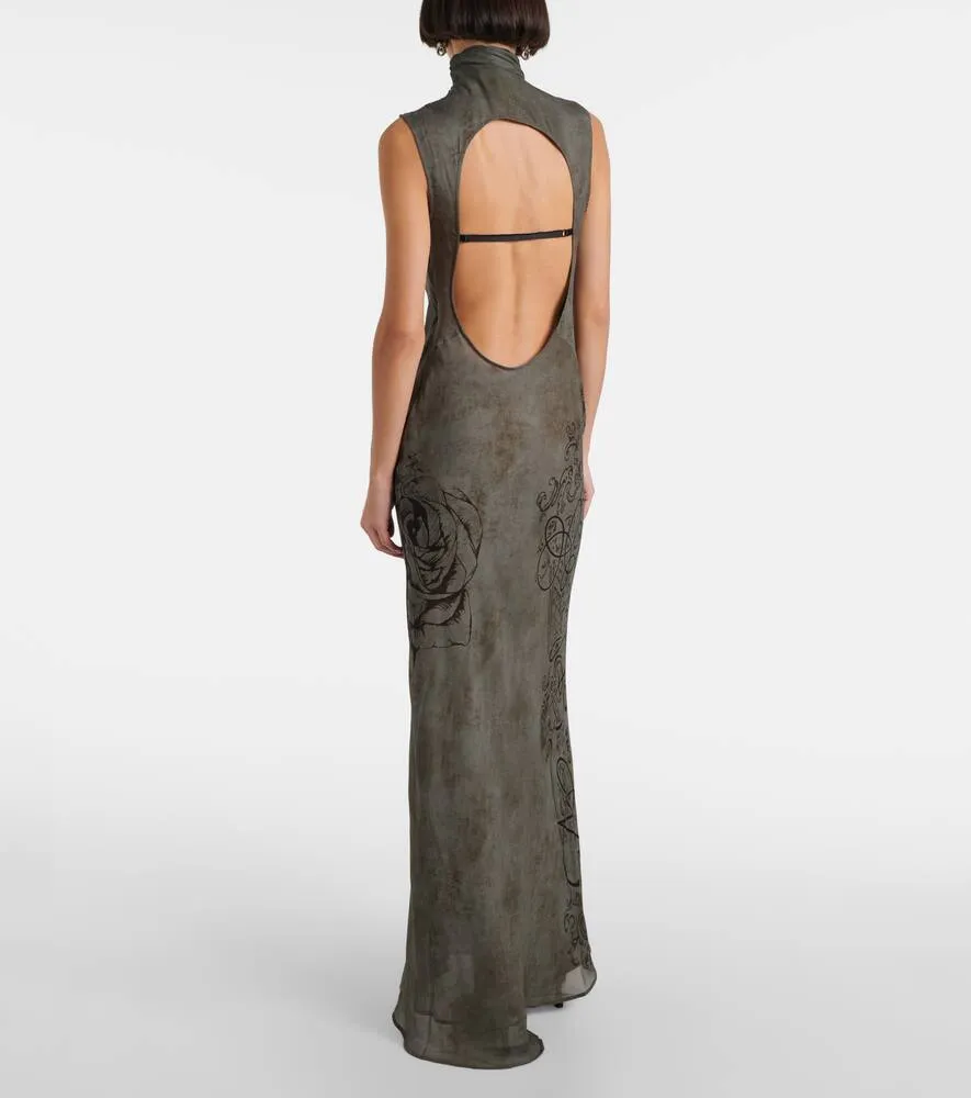 Acne Studios Printed mesh maxi dress