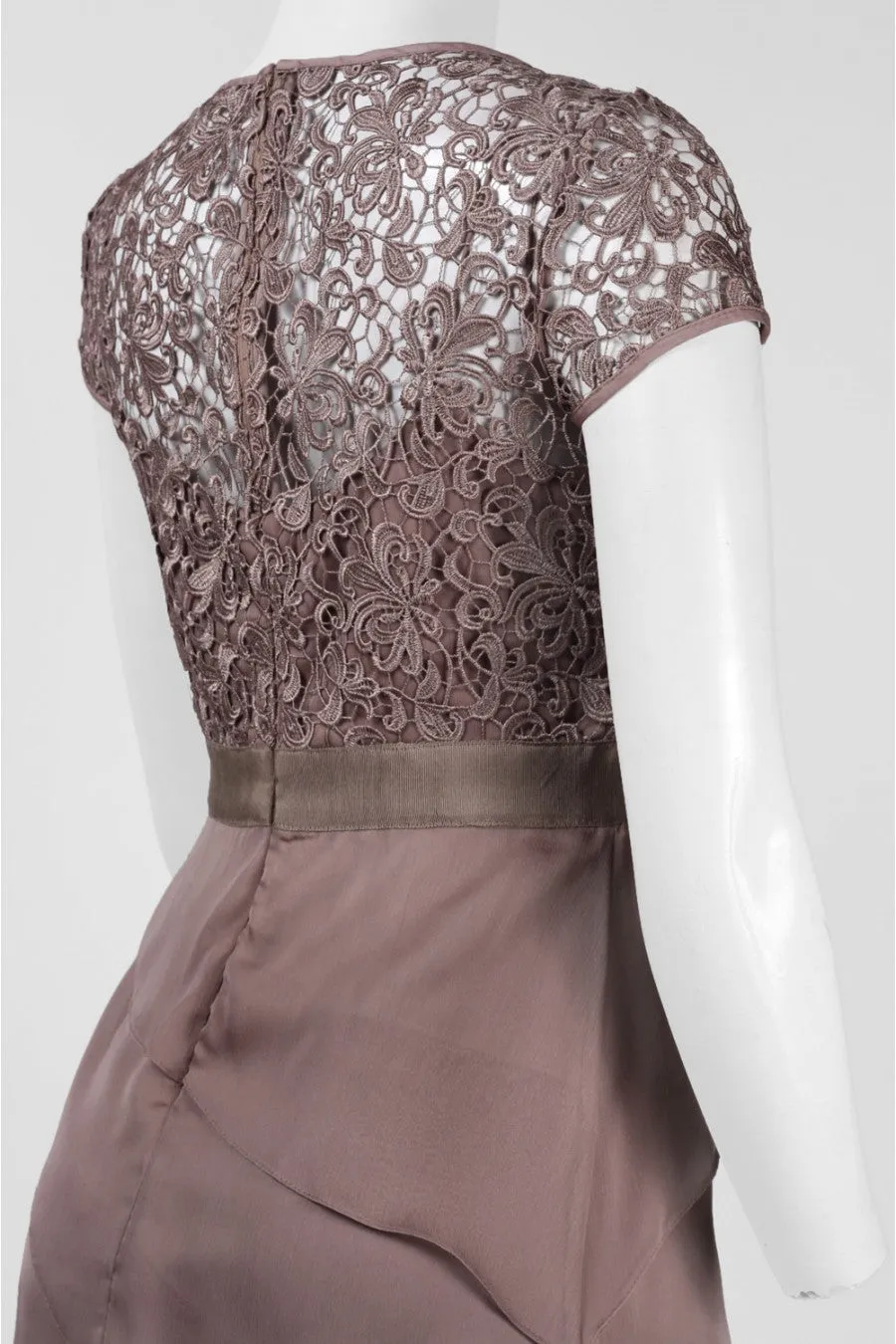 Adrianna Papell Flutter Chiffon Cap Sleeve Gown - Buff