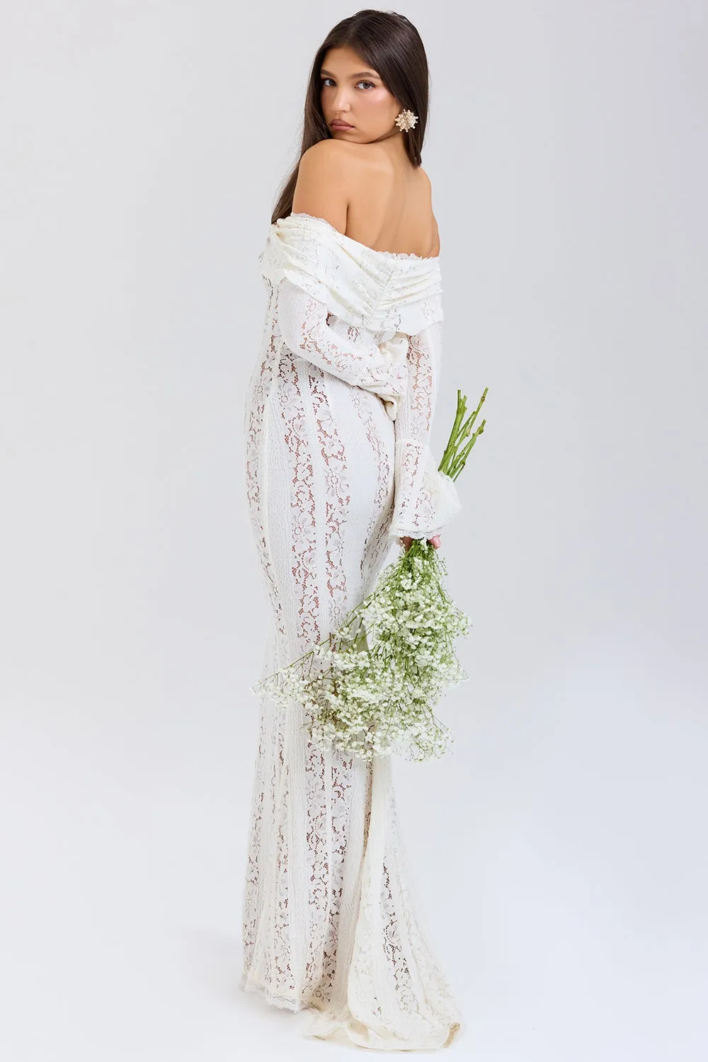 AEILA VINTAGE LACE MAXI DRESS-BLACK