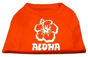 Aloha Flower Screen Print Shirt Orange XXL (18)