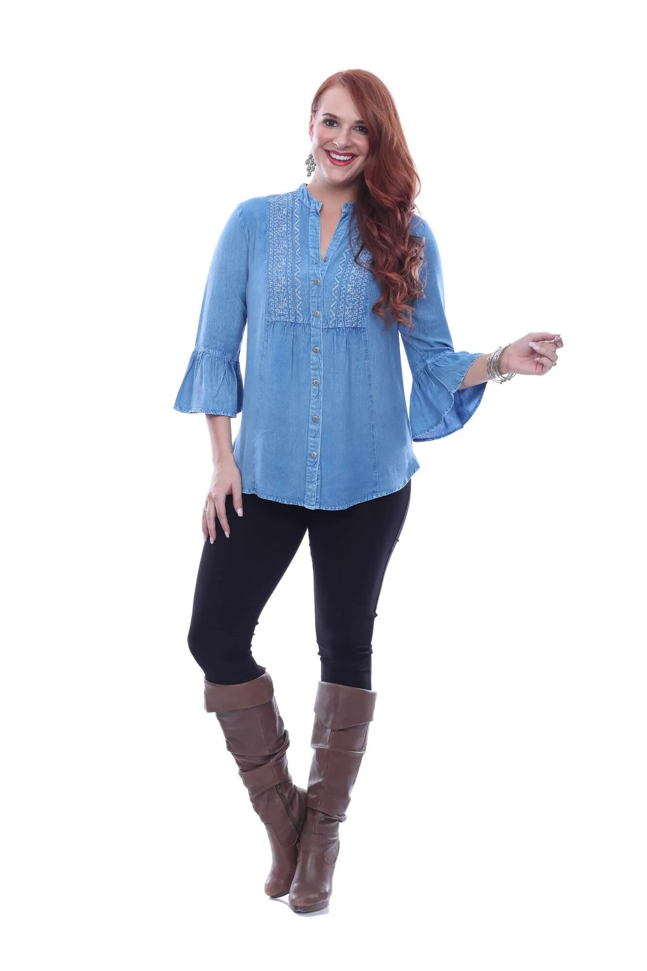 Asha Embroidered Peasant Top