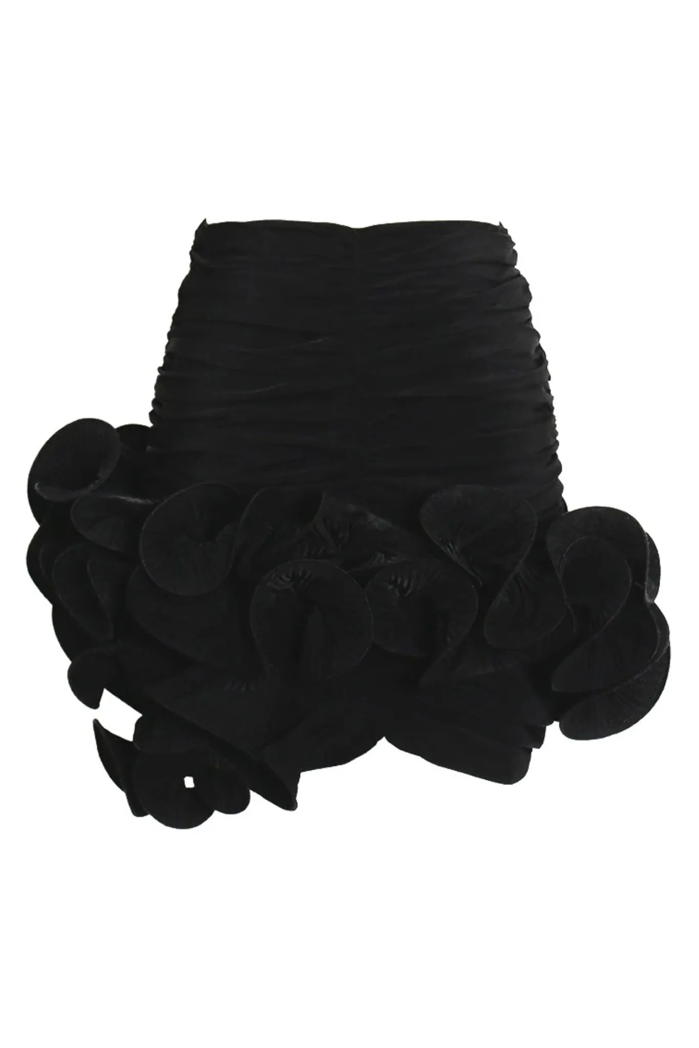 Asymmetrical Hem Ruffle Ruched Skirt