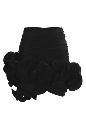 Asymmetrical Hem Ruffle Ruched Skirt