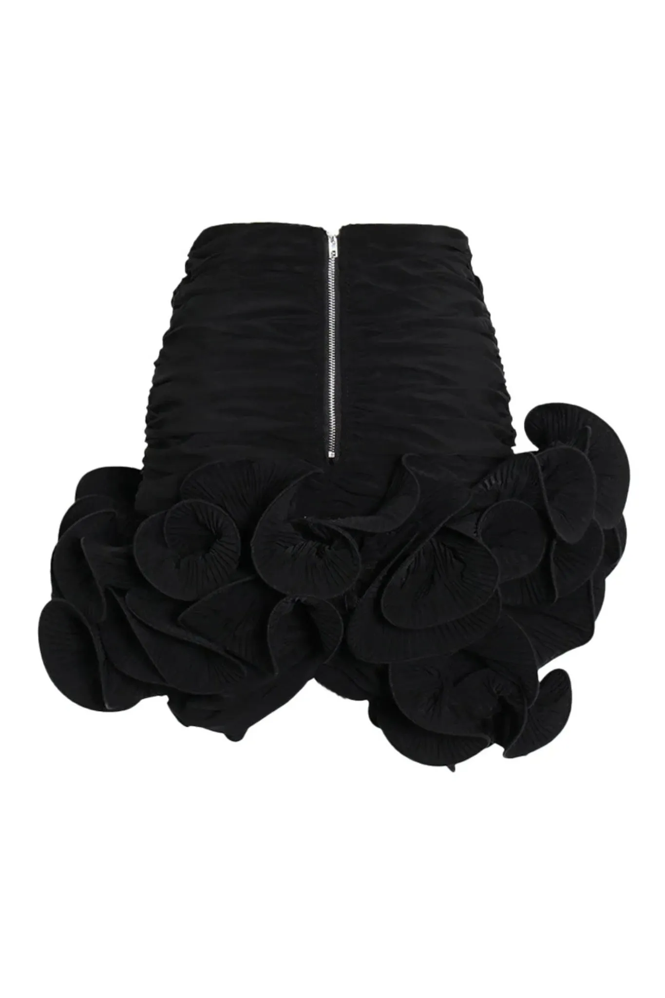 Asymmetrical Hem Ruffle Ruched Skirt