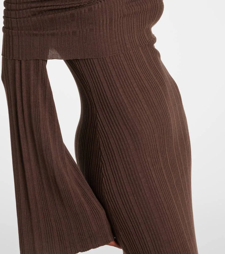 Aya Muse Off-shoulder silk-blend jersey maxi dress