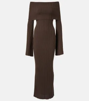 Aya Muse Off-shoulder silk-blend jersey maxi dress