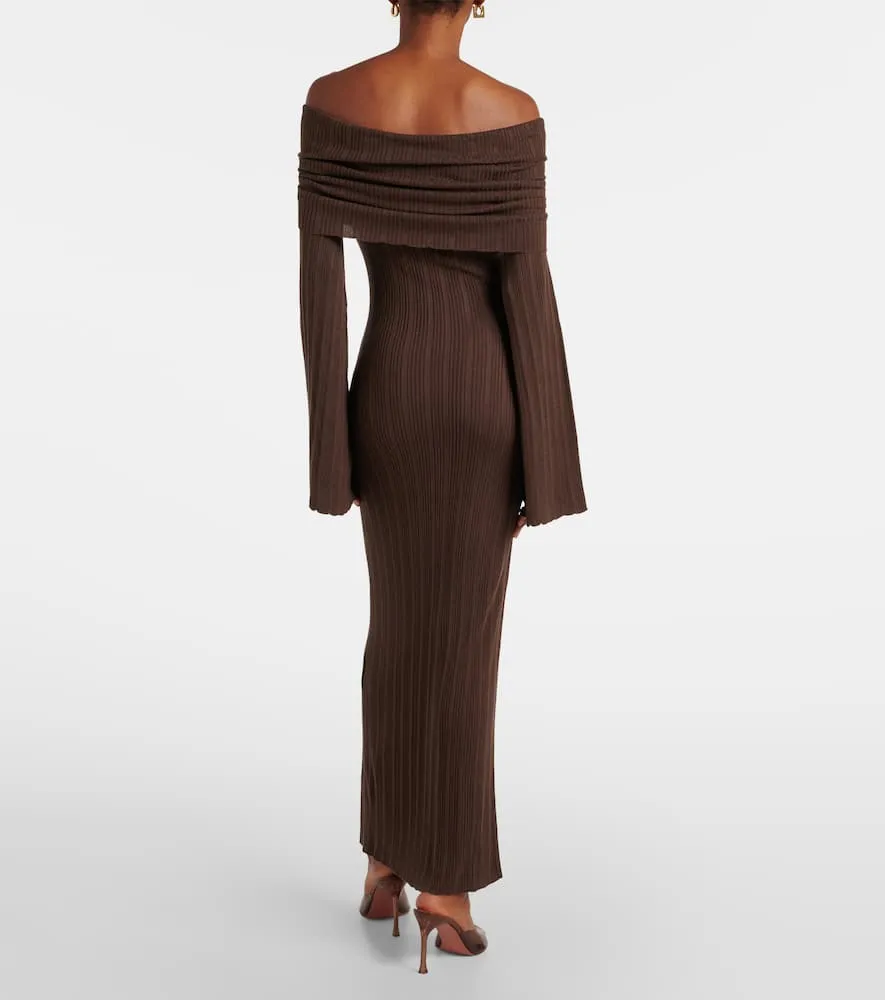 Aya Muse Off-shoulder silk-blend jersey maxi dress