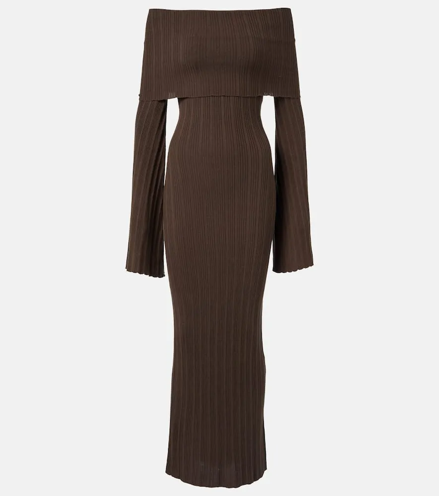 Aya Muse Off-shoulder silk-blend jersey maxi dress