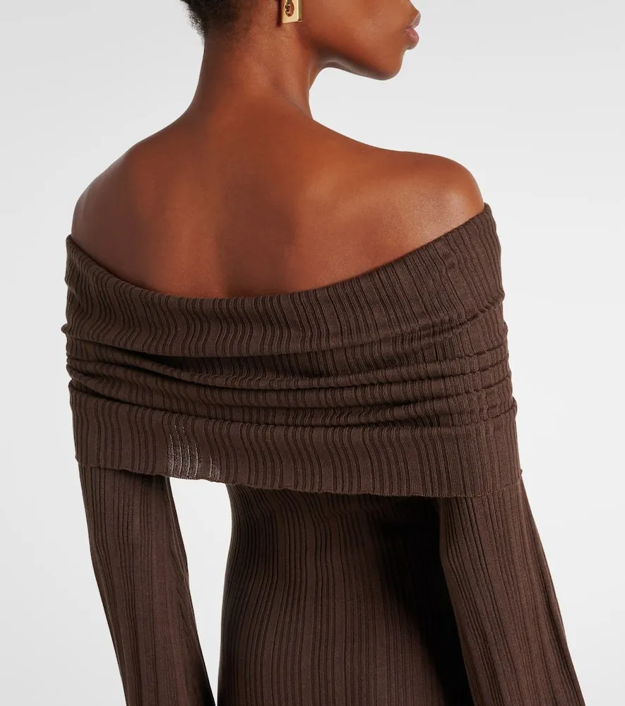 Aya Muse Off-shoulder silk-blend jersey maxi dress