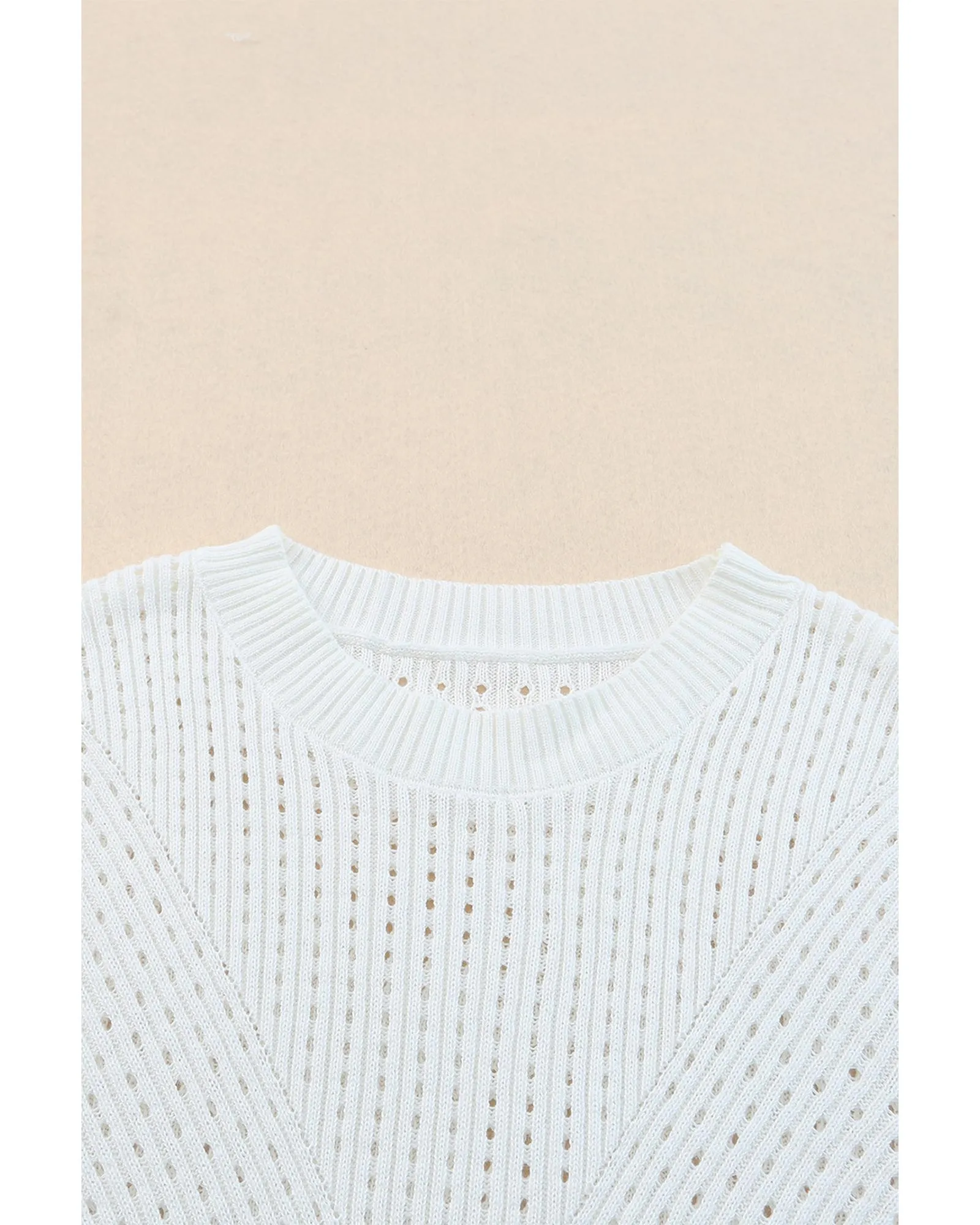 Azura Exchange Knitted Hollow-out Short Sleeve T Shirt - 2XL