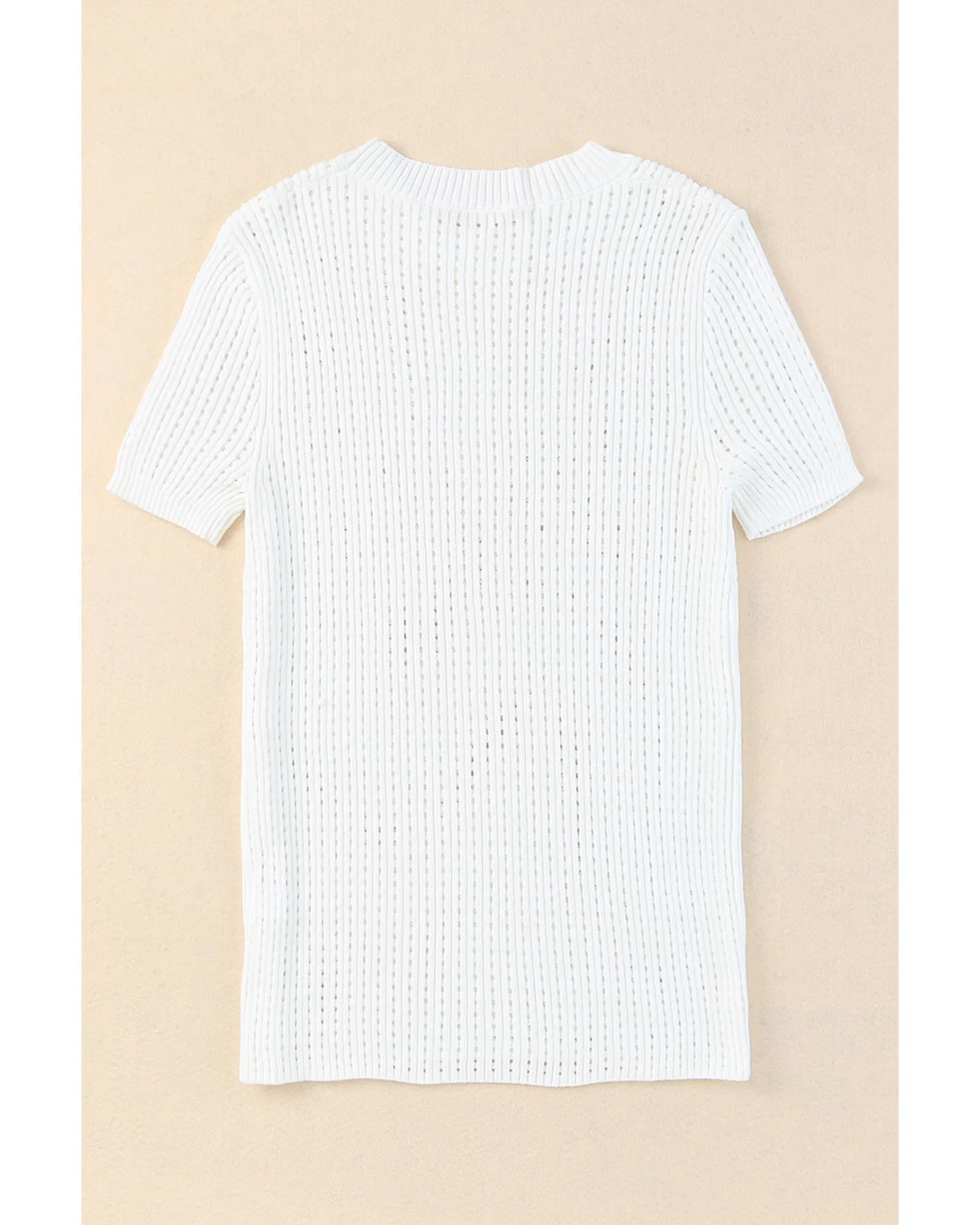 Azura Exchange Knitted Hollow-out Short Sleeve T Shirt - 2XL