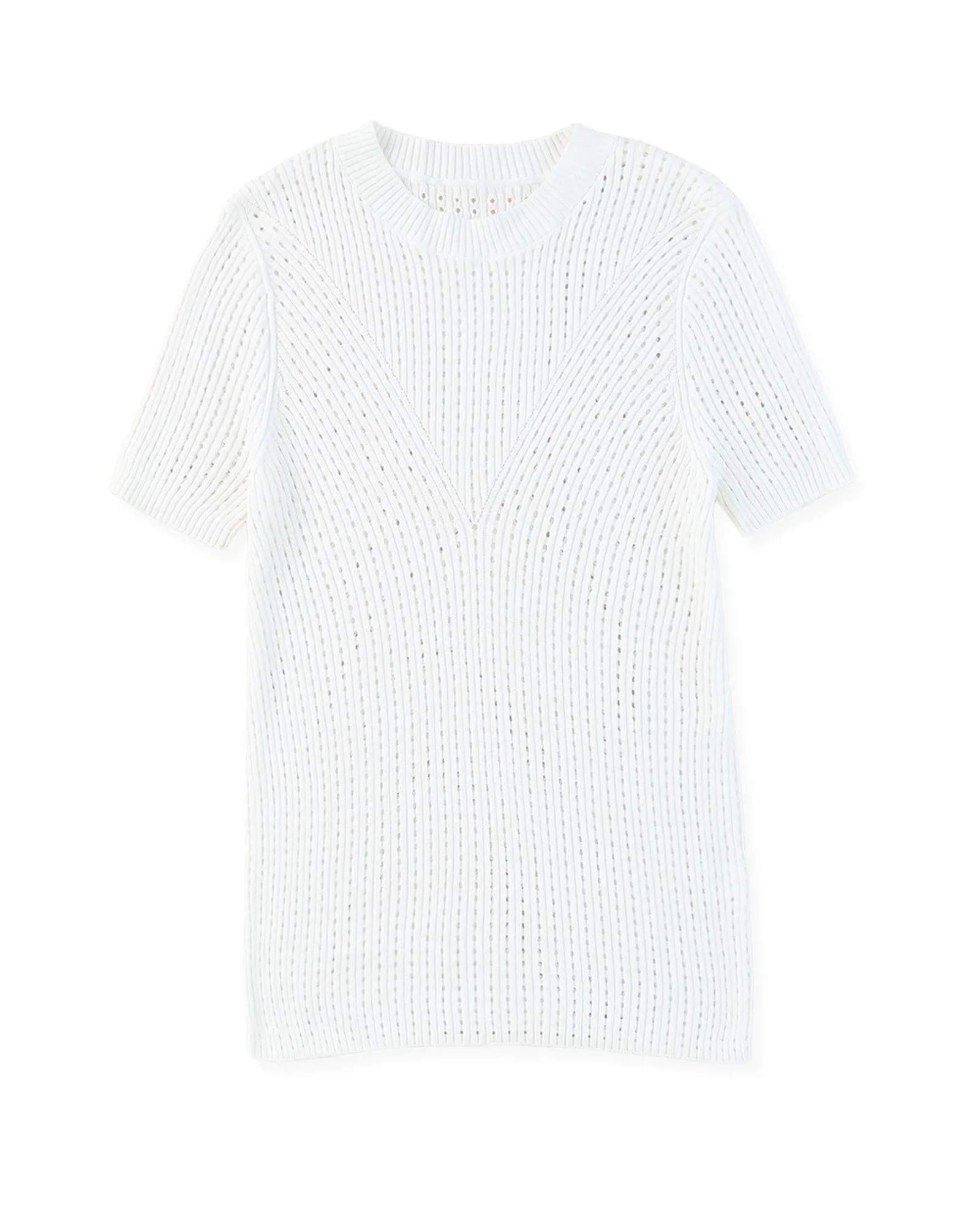 Azura Exchange Knitted Hollow-out Short Sleeve T Shirt - 2XL