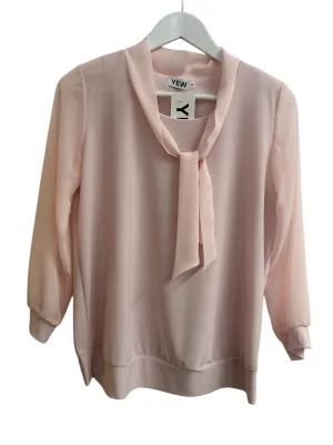 Baby Pink Chiffon Top with Pussy Bow Detail