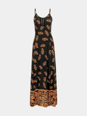 Backless Spaghetti Strap Black Maxi Dress