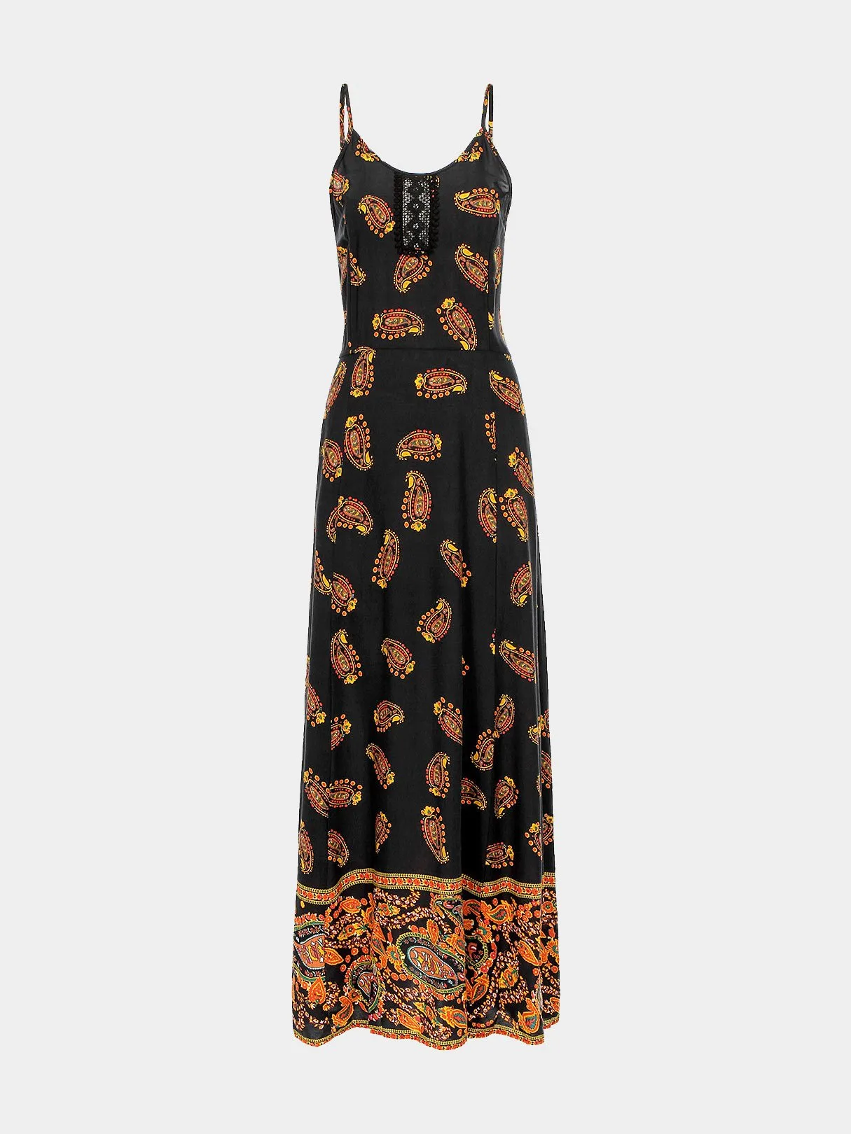 Backless Spaghetti Strap Black Maxi Dress