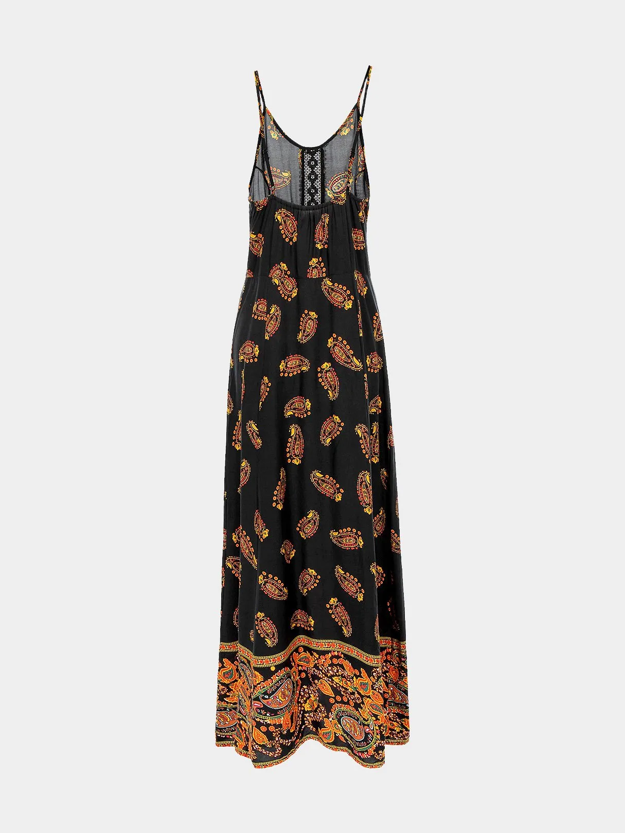 Backless Spaghetti Strap Black Maxi Dress