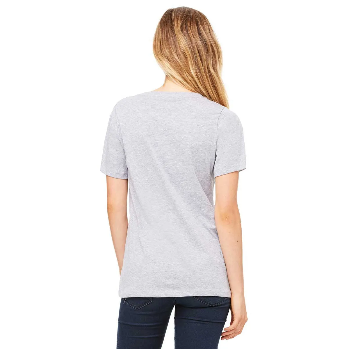 Bella   Canvas Women's Athletic Heather Relaxed Jersey Short-Sleeve V-Neck T-Shirt