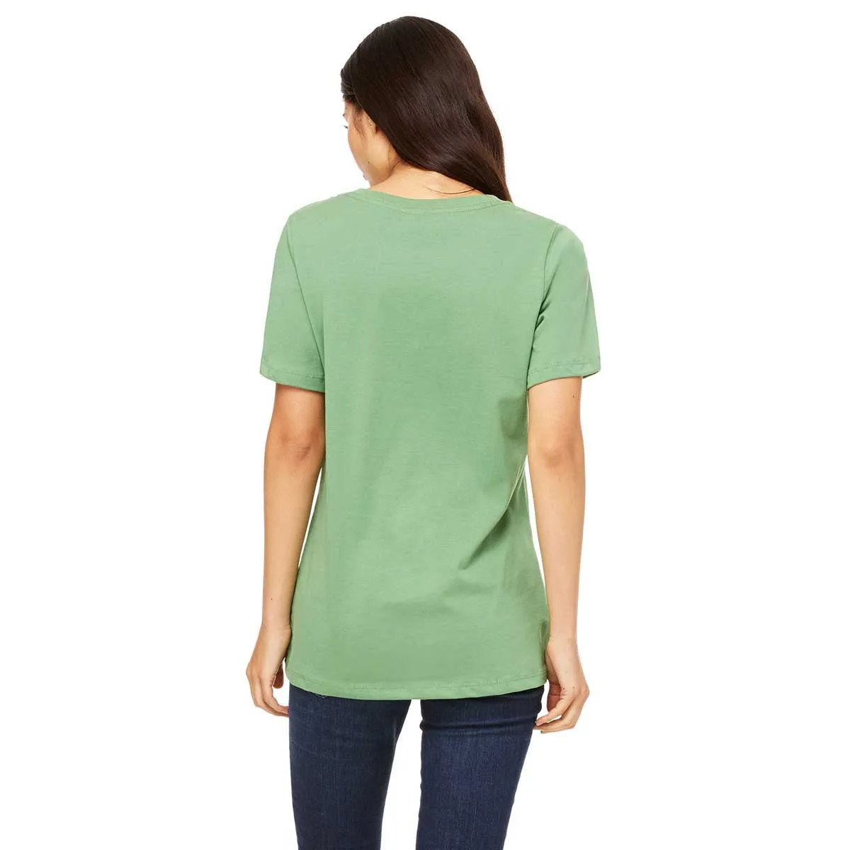 Bella   Canvas Women's Leaf Relaxed Jersey Short-Sleeve V-Neck T-Shirt