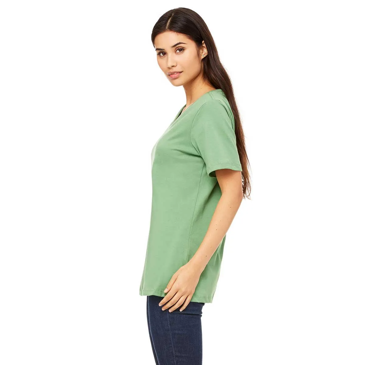 Bella   Canvas Women's Leaf Relaxed Jersey Short-Sleeve V-Neck T-Shirt