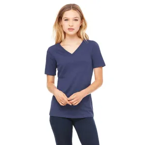 Bella   Canvas Women's Navy Relaxed Jersey Short-Sleeve V-Neck T-Shirt