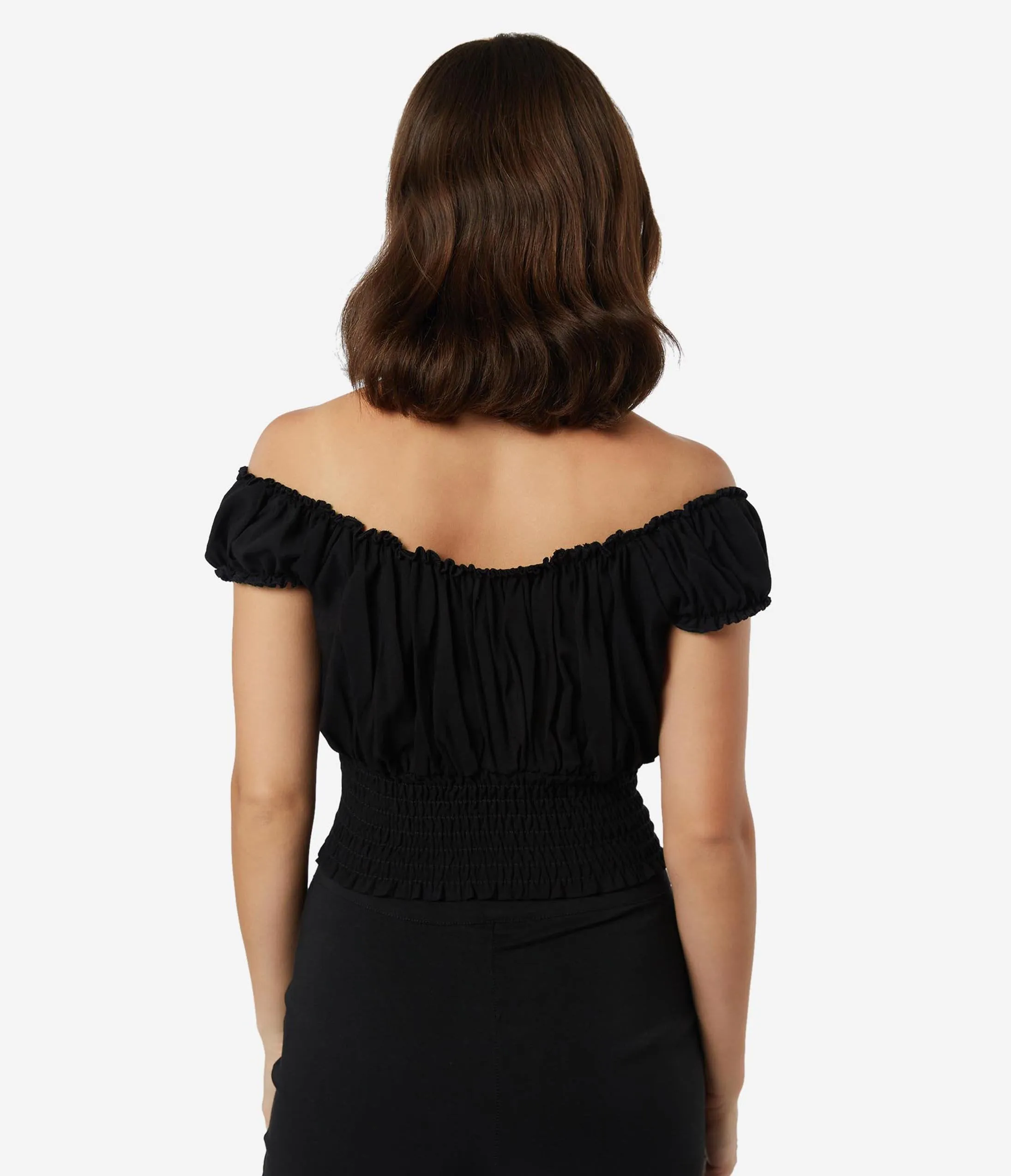 Bettie Page 1950s Black La Fiesta Crop Top