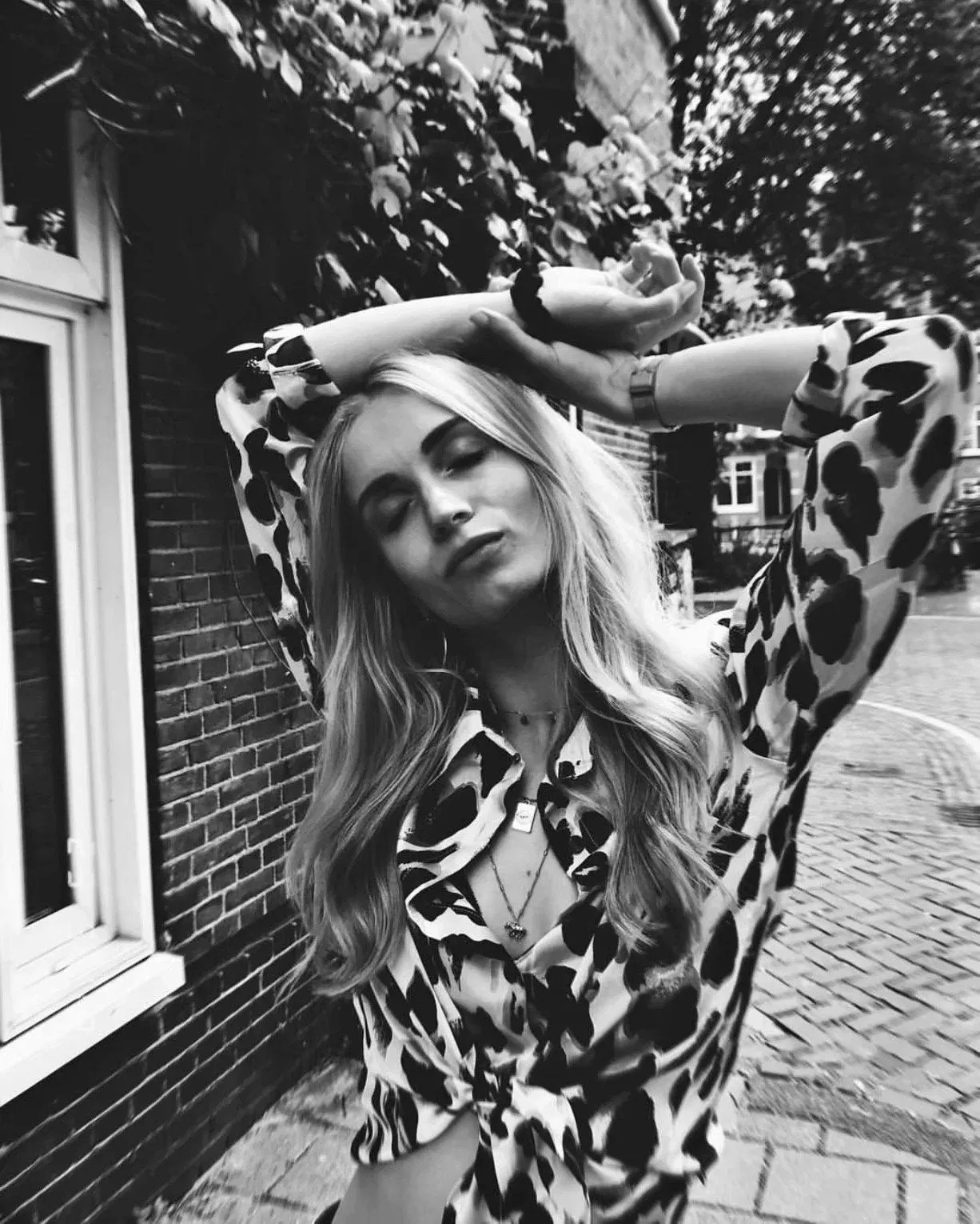 Black & White Leopard Vintage Sexy Women Loose Chiffon Long Sleeve Shirt Blouse