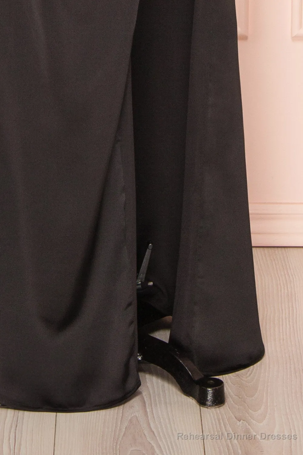 Black Prom Dresses, Corset Cowl Neck Maxi Dress, Black Bridesmaid Dress