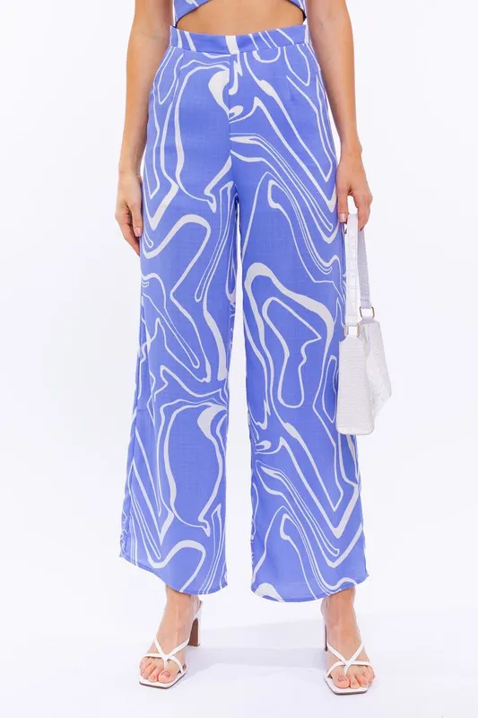 Blue Abstract Pants
