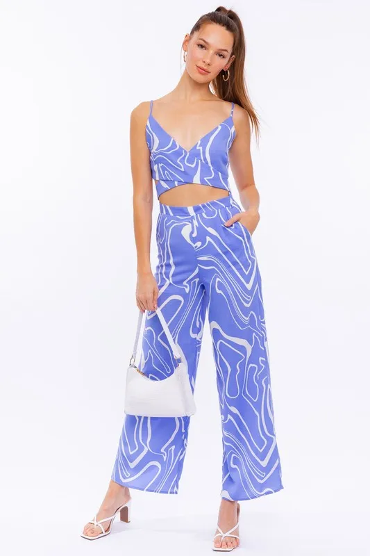 Blue Abstract Pants