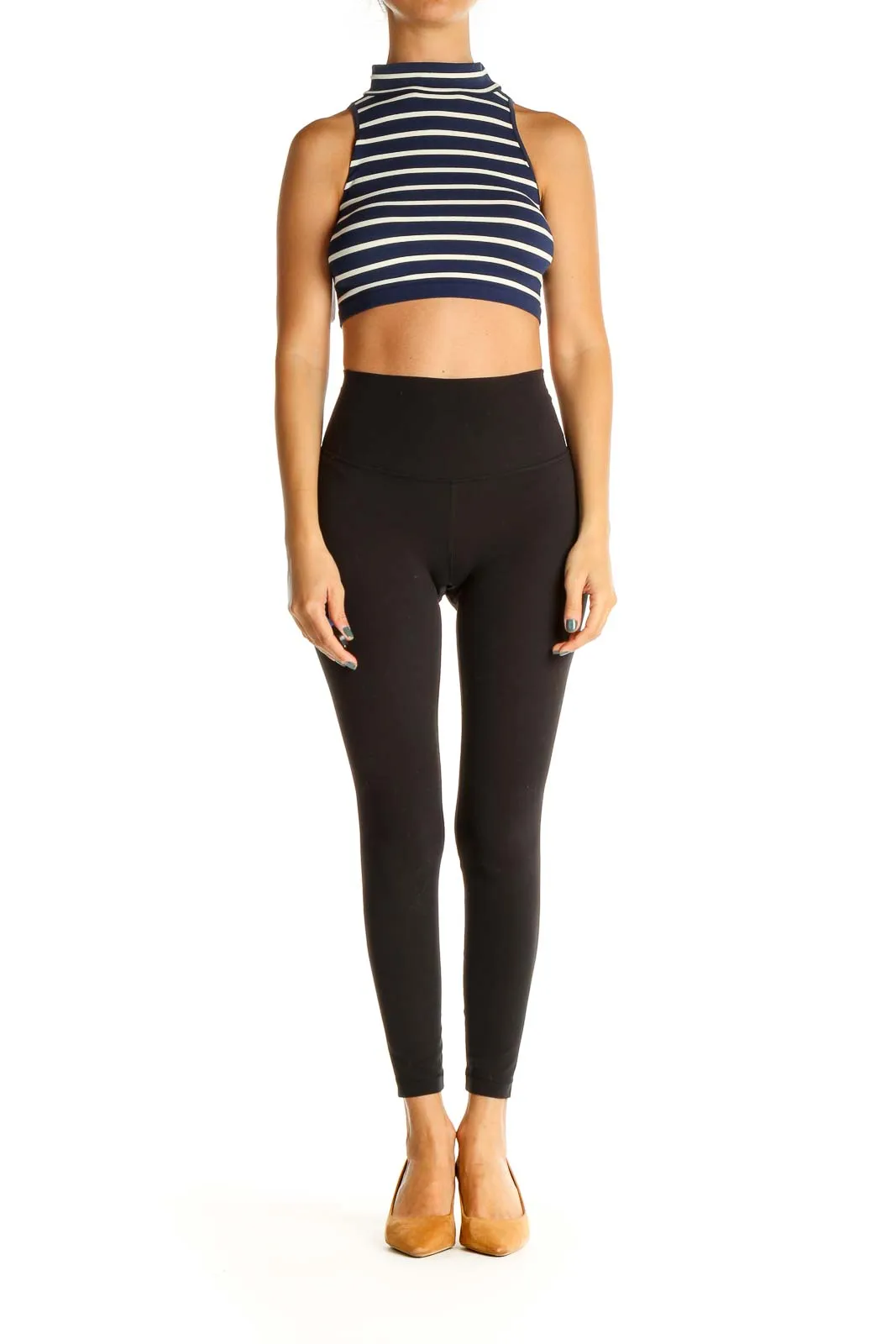 Blue Striped Crop Top