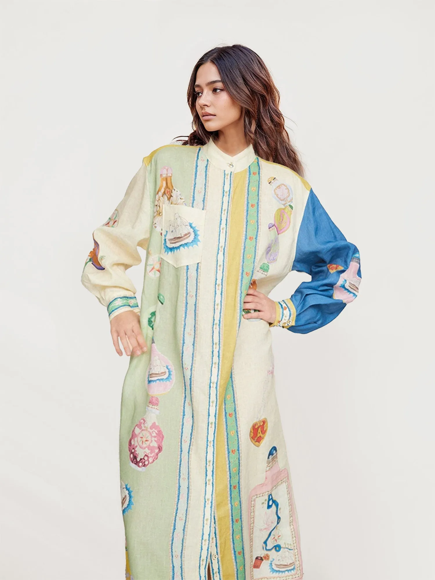 Boho Floral Print Maxi Dress with Waist Tie