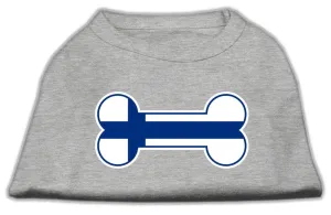 Bone Shaped Finland Flag Screen Print Shirts Grey XXXL(20)