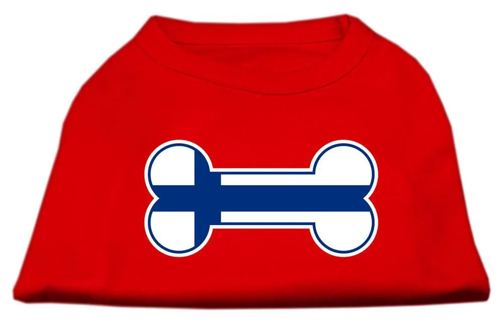 Bone Shaped Finland Flag Screen Print Shirts Red XL (16)