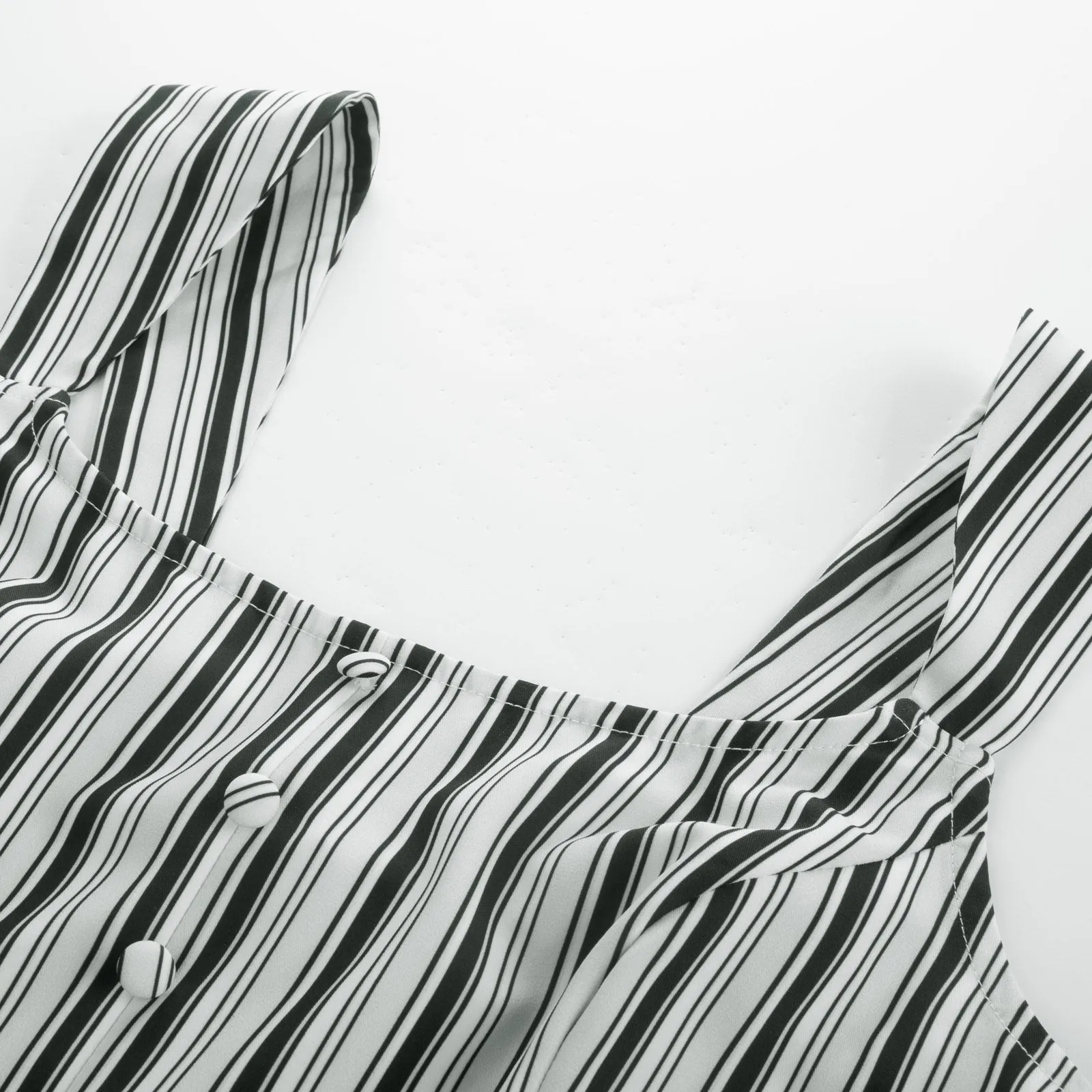 BP Women Vintage Striped Peplum Hem Tops Sleeveless Square Neck A-Line Tops