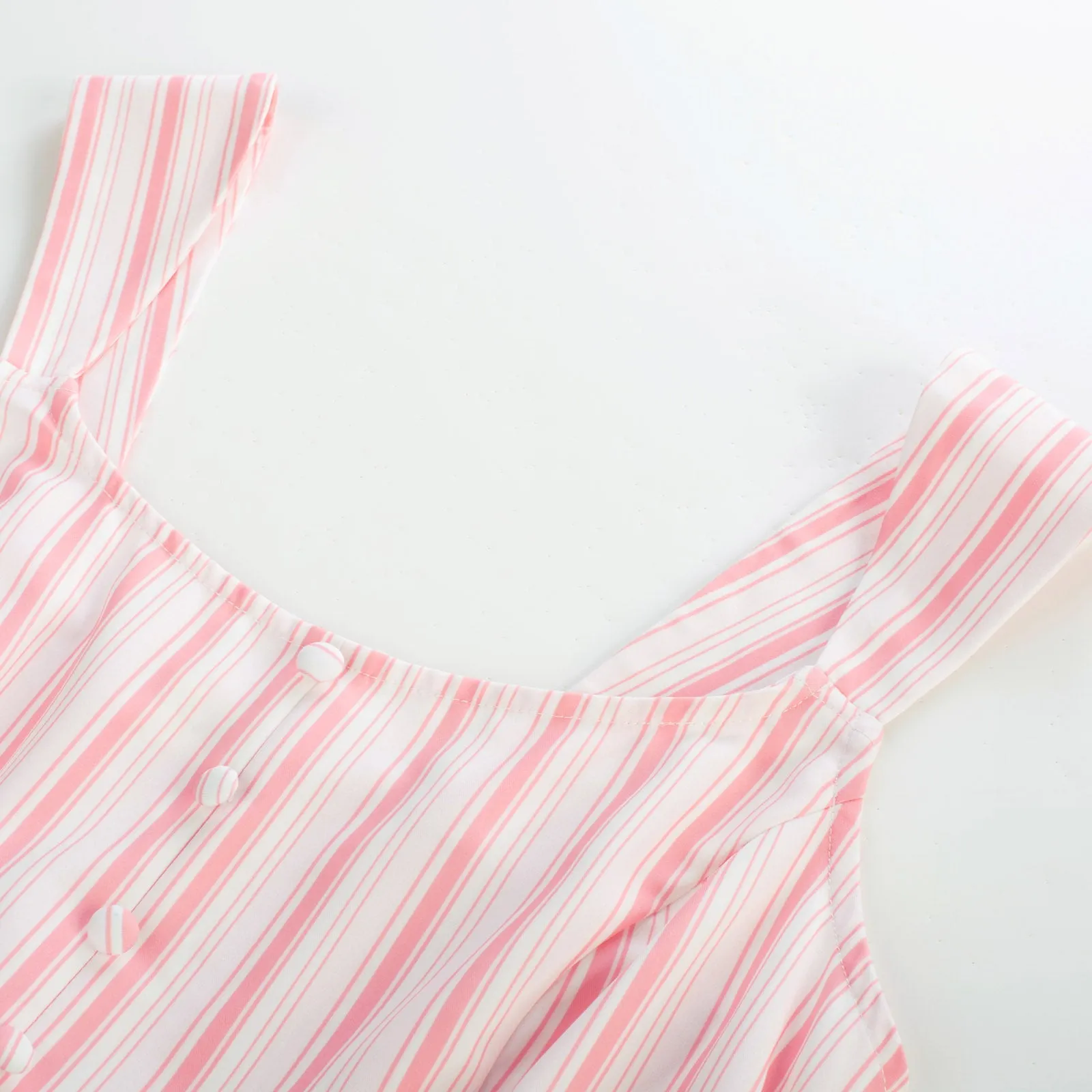 BP Women Vintage Striped Peplum Hem Tops Sleeveless Square Neck A-Line Tops