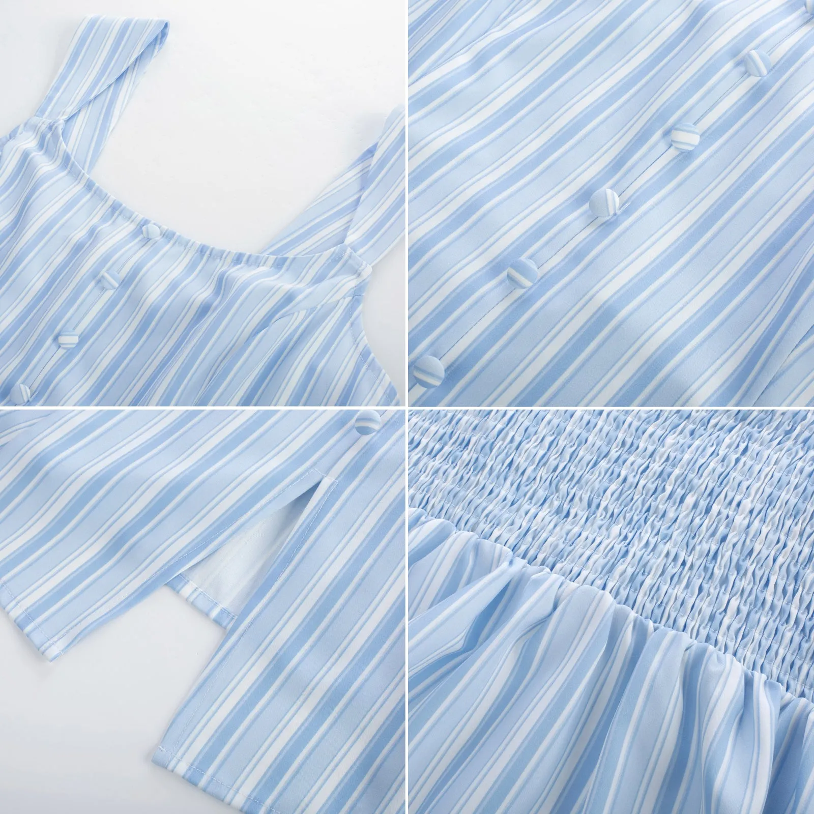 BP Women Vintage Striped Peplum Hem Tops Sleeveless Square Neck A-Line Tops