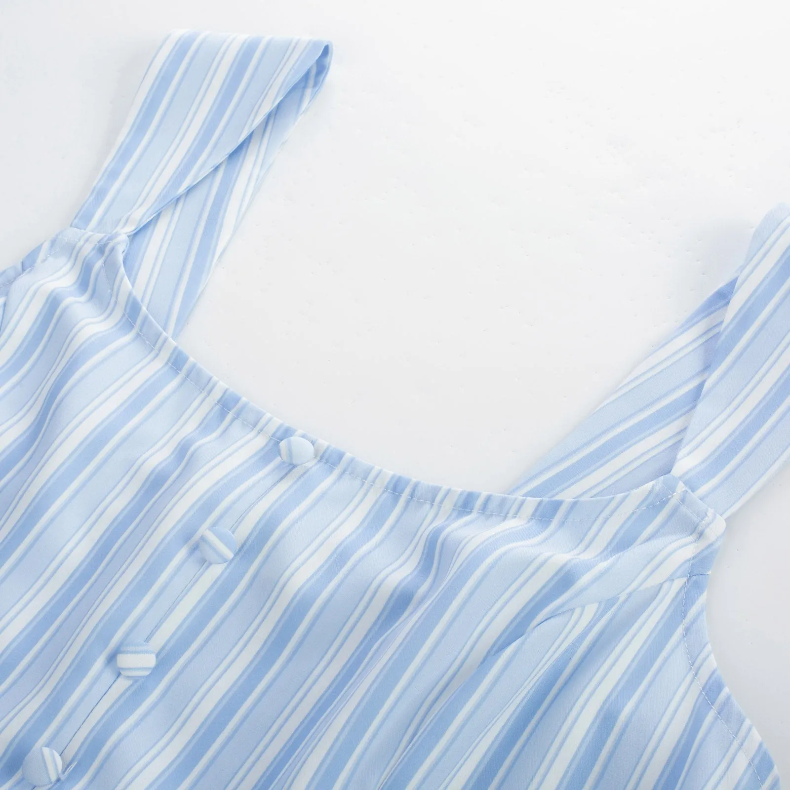 BP Women Vintage Striped Peplum Hem Tops Sleeveless Square Neck A-Line Tops