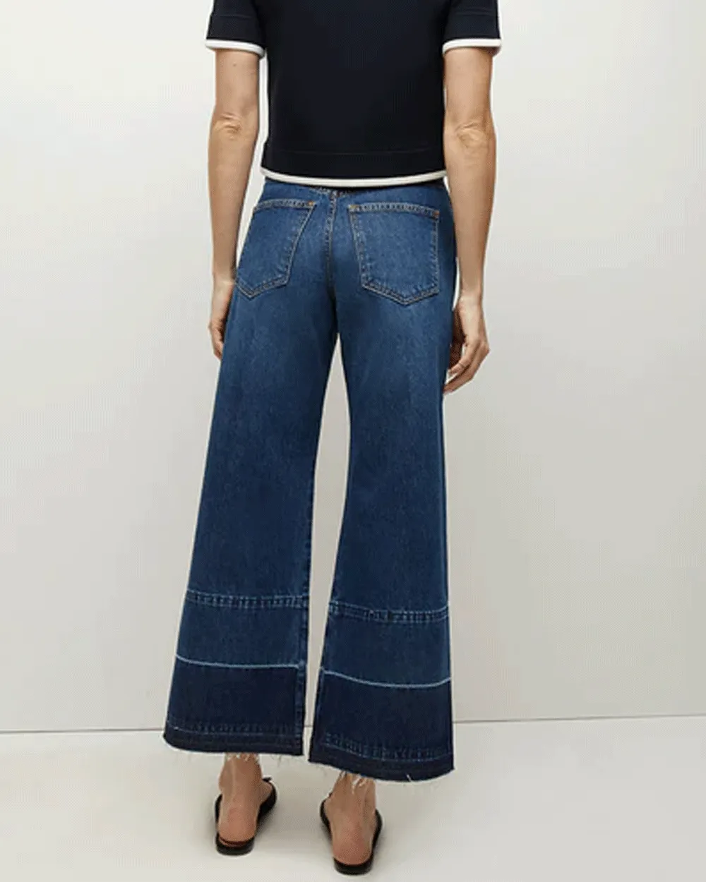 Bright Blue Taylor Cropped High Rise Wide Leg Jean