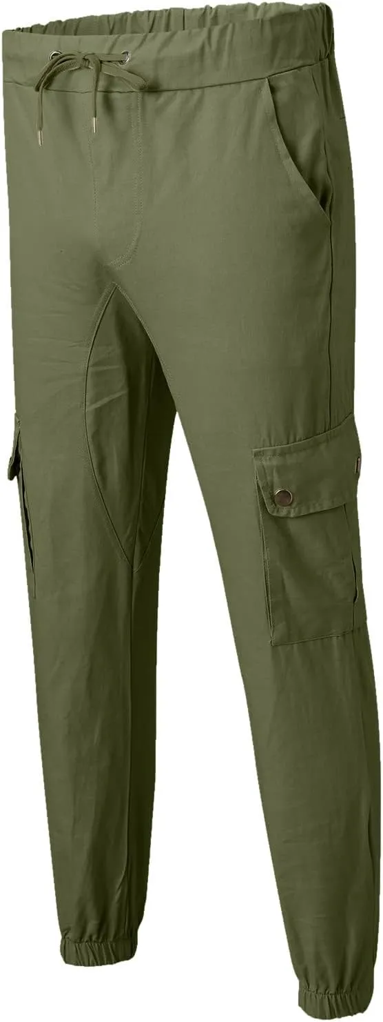 Cargo Harem Pants for Men Slim Fit Elastic Waisted Track Pants Gym Slim Fit Tapered Jpggers Lounge Trousers Trendy