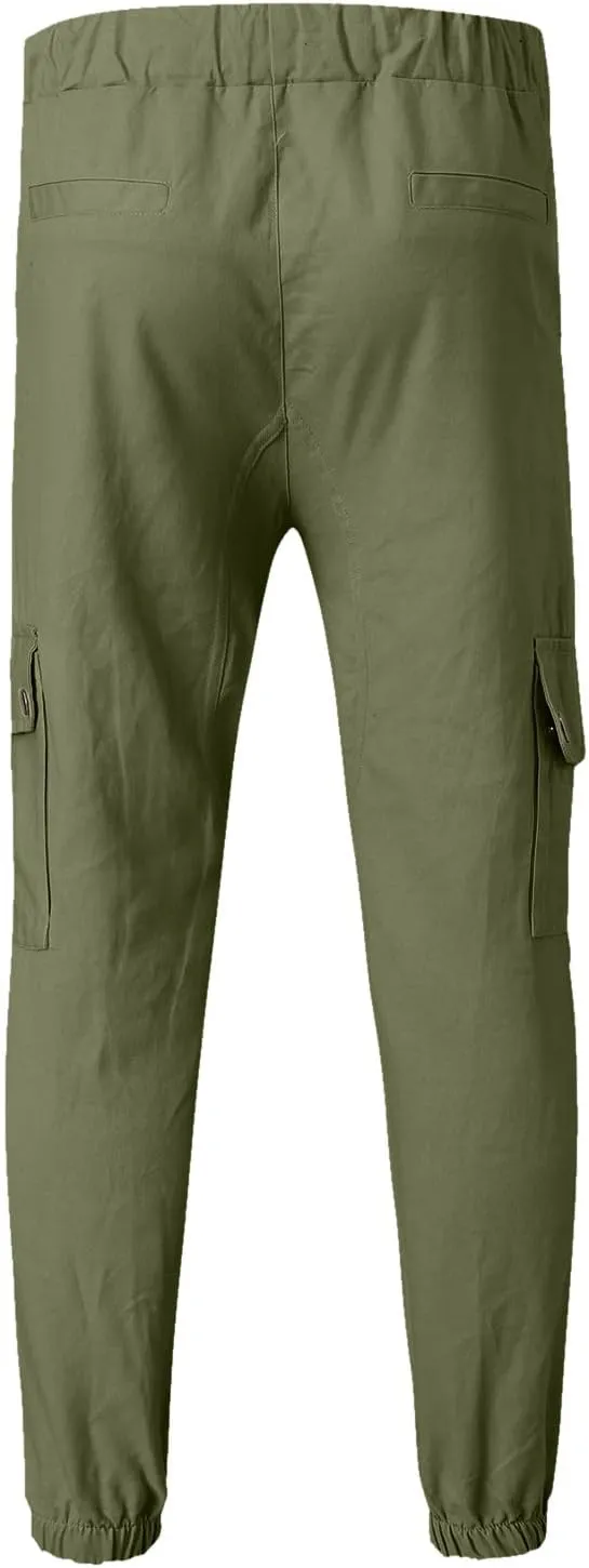 Cargo Harem Pants for Men Slim Fit Elastic Waisted Track Pants Gym Slim Fit Tapered Jpggers Lounge Trousers Trendy